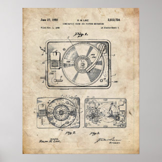 Póster Record Player Patent