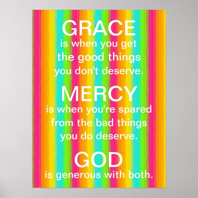 Póster recordatorio de gracia y misericordia de Dios (Frente)