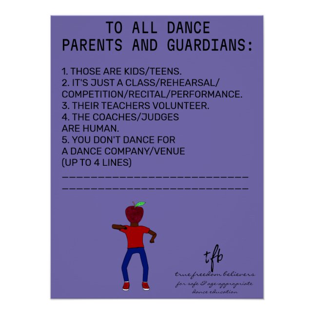 Póster Recordatorio de los padres de baile Apple Peri (Anverso)