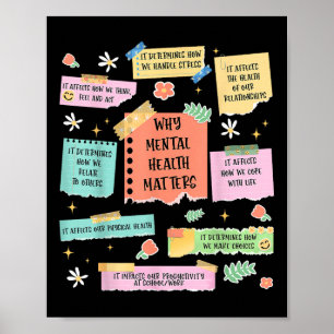Póster Recordatorios de salud mental retro divertidos Sal