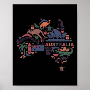 Póster Recorrer Australia y hacer mapas de vacaciones aus