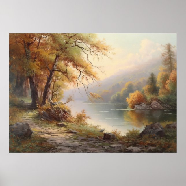 Póster Recorriendo la orilla del río por la tarde (Frente)