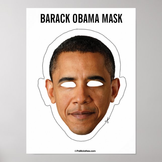 Póster Recorte de máscara de Barack Obama (Frente)