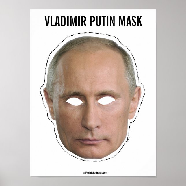 Póster Recorte de máscara de Vladimir Putin (Frente)