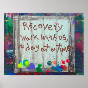 Póster recovery walk with us a day at a time
