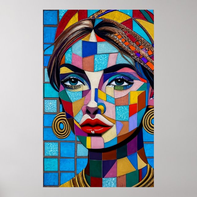 Póster rectángulo de mosaico, chica (Frente)