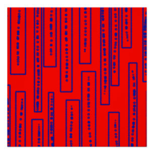 Póster rectángulos azules sobre rojo