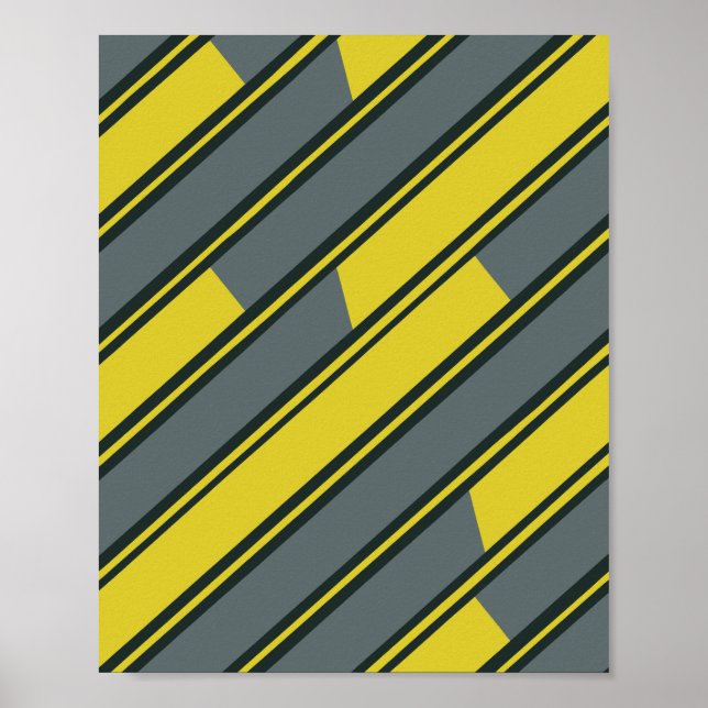 Póster Rectángulos diagonales en gris amarillo y oscuro (Frente)