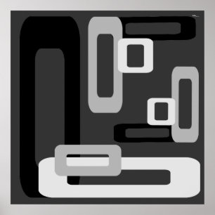 Póster Rectángulos estilizados Gris/Negro/Blanco