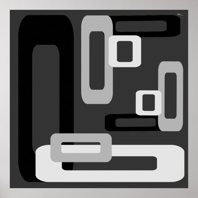 Póster Rectángulos estilizados Gris/Negro/Blanco (Frente)