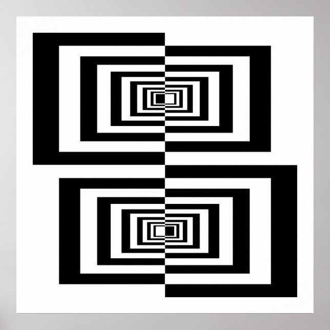 Póster Rectángulos Geométricos Abstractos en Blanco y Neg (Frente)