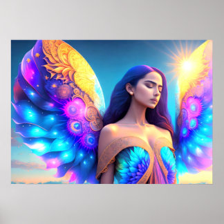 Póster Recuento del arcoiris con el sueño Angel