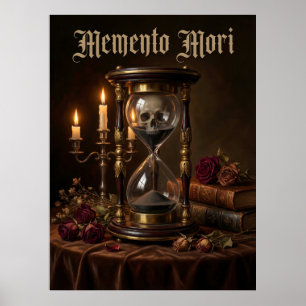 Póster Recuerda que has de morir Reloj de arena Calavera