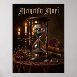 Póster Recuerda que has de morir Reloj de arena Calavera