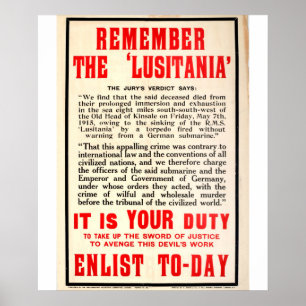 Póster Recuerde el poster del _Propaganda del "Lusitania"