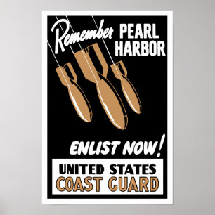 Póster Recuerde Pearl Harbor Enlist Now — Guardacostas