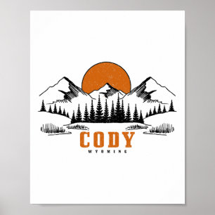 Póster Recuerdo Antiguo Cody Wyoming Montañas Estados Uni