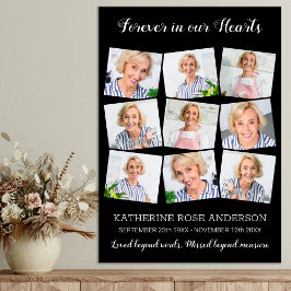 Póster Recuerdo conmemorativo de funeral elegante con 9 f