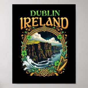 Póster Recuerdo de acantilados marinos de Dublín Irlanda
