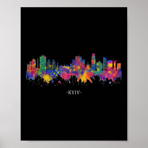 Póster Recuerdo de acuarela de la línea del cielo de Kiev