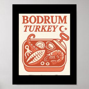 Póster Recuerdo de Bodrum Turquía Comida Turca Y Viaje De