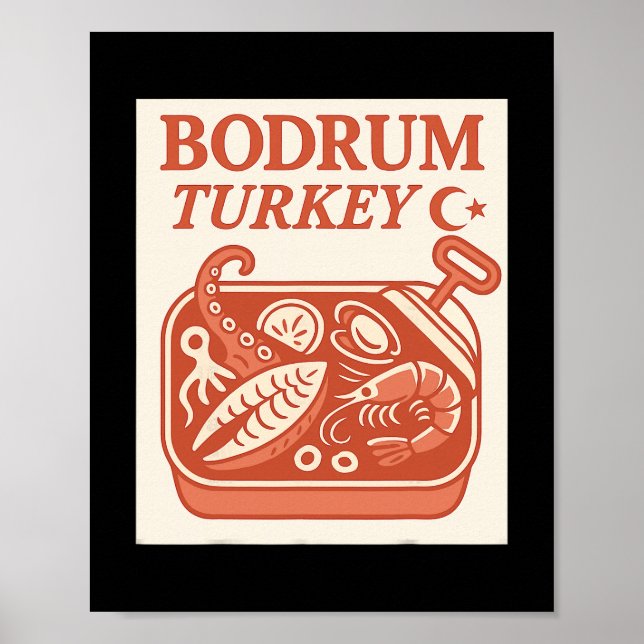 Póster Recuerdo de Bodrum Turquía Comida Turca Y Viaje De (Frente)