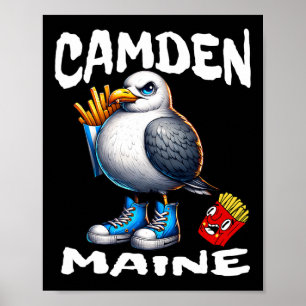 Póster Recuerdo de Camden Maine Gaviota Divertida Patatas