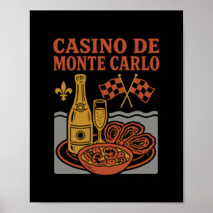 Póster Recuerdo De Casino De Monte Carlo Mónaco Comida Y