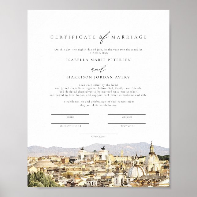 Póster Recuerdo de certificado de matrimonio del horizont (Frente)