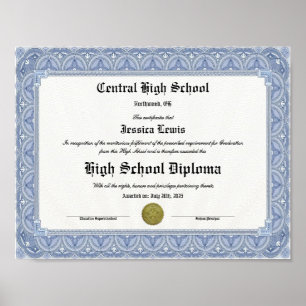 Póster Recuerdo de Diploma para Graduación de Escuela Sec