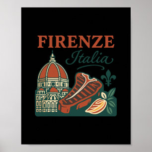 Póster Recuerdo de Florencia Italia Comida Y Tr