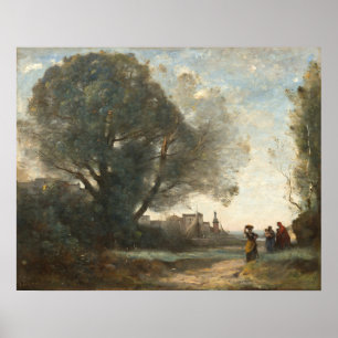 Póster Recuerdo de la terraza, Jean-Baptiste-Corot Bella 