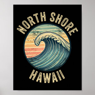 Póster Recuerdo de North Shore Oahu Hawái hawaiano Sur