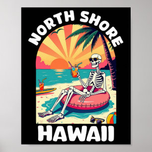 Póster Recuerdo de North Shore Oahu Hawái Surf hawaiano