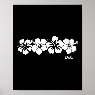 Póster Recuerdo de Oahu Hawái Flor de Hibisco Vacaciones 