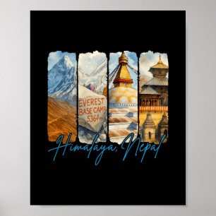 Póster Recuerdo de pincelada de viaje a Himalaya Nepal