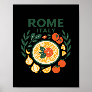 Póster Recuerdo de Roma Italia Diseño de Pasta Italiana Y