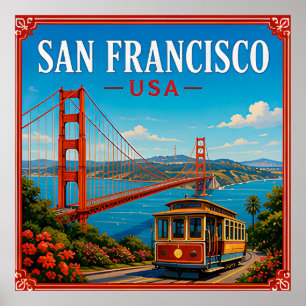 Póster 🌉 Recuerdo de San Francisco Golden Gate de la vis