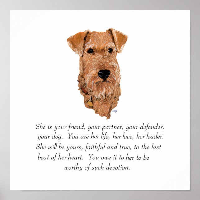 Póster Recuerdo de Terrier Irlandés - Hembra (Frente)
