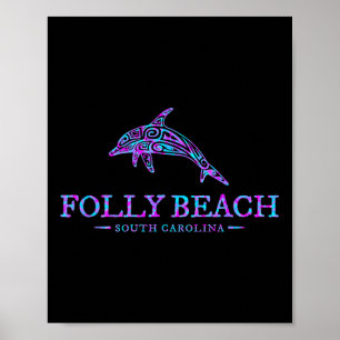 Póster Recuerdo de vacaciones de delfines coloridos de Fo