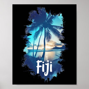 Póster Recuerdo de vacaciones de puesta de sol en la play