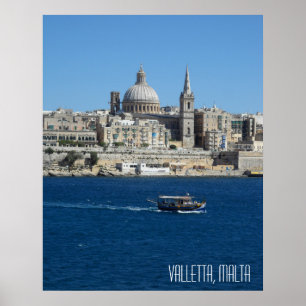 Póster Recuerdo de vacaciones del paisaje de La Valeta Ma
