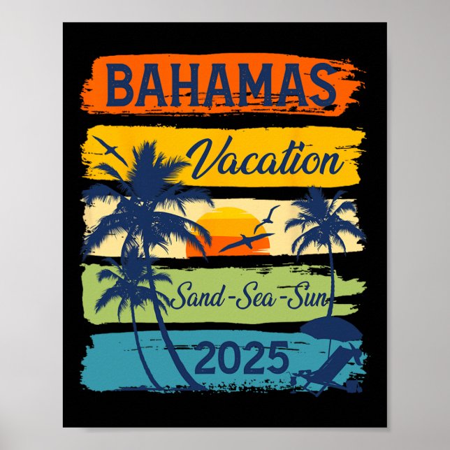Póster Recuerdo de vacaciones en Bahamas 2025 Grupo famil (Frente)