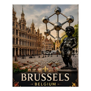Póster 🧲 Recuerdo de vacaciones en Bruselas Bélgica para