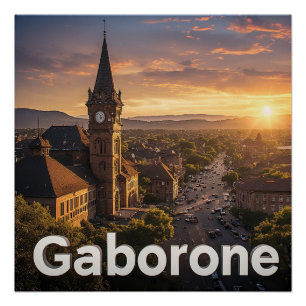Póster Recuerdo de vacaciones en Gaborone Botsuana para v