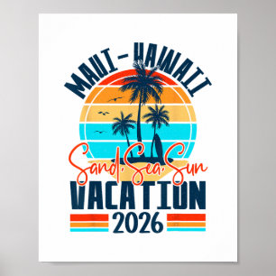 Póster Recuerdo de vacaciones en Maui Hawaii 2026 para fa