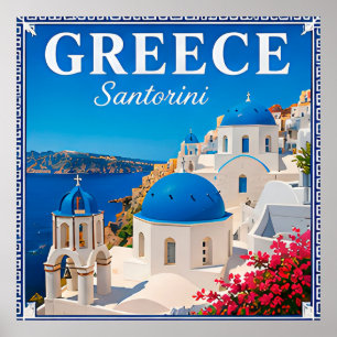 Póster 💙 Recuerdo de vacaciones en Santorini Grecia