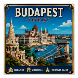 Póster 🧲 Recuerdo de viaje a Budapest Hungría para visit
