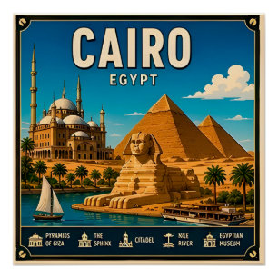 Póster 🧲 Recuerdo de viaje a El Cairo Egipto para fotos 