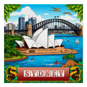 Póster 🌊 Recuerdo de viaje al puerto de Sydney para visi